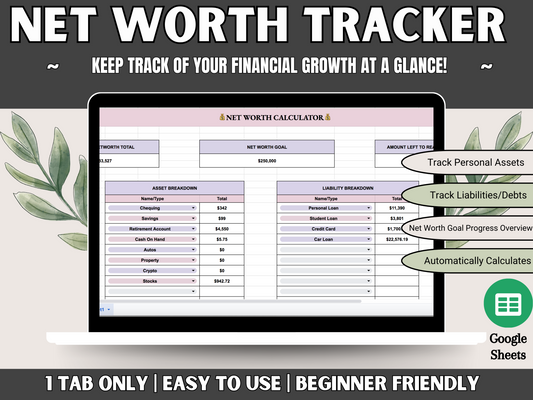 NET WORTH SPREADSHEET TRACKER