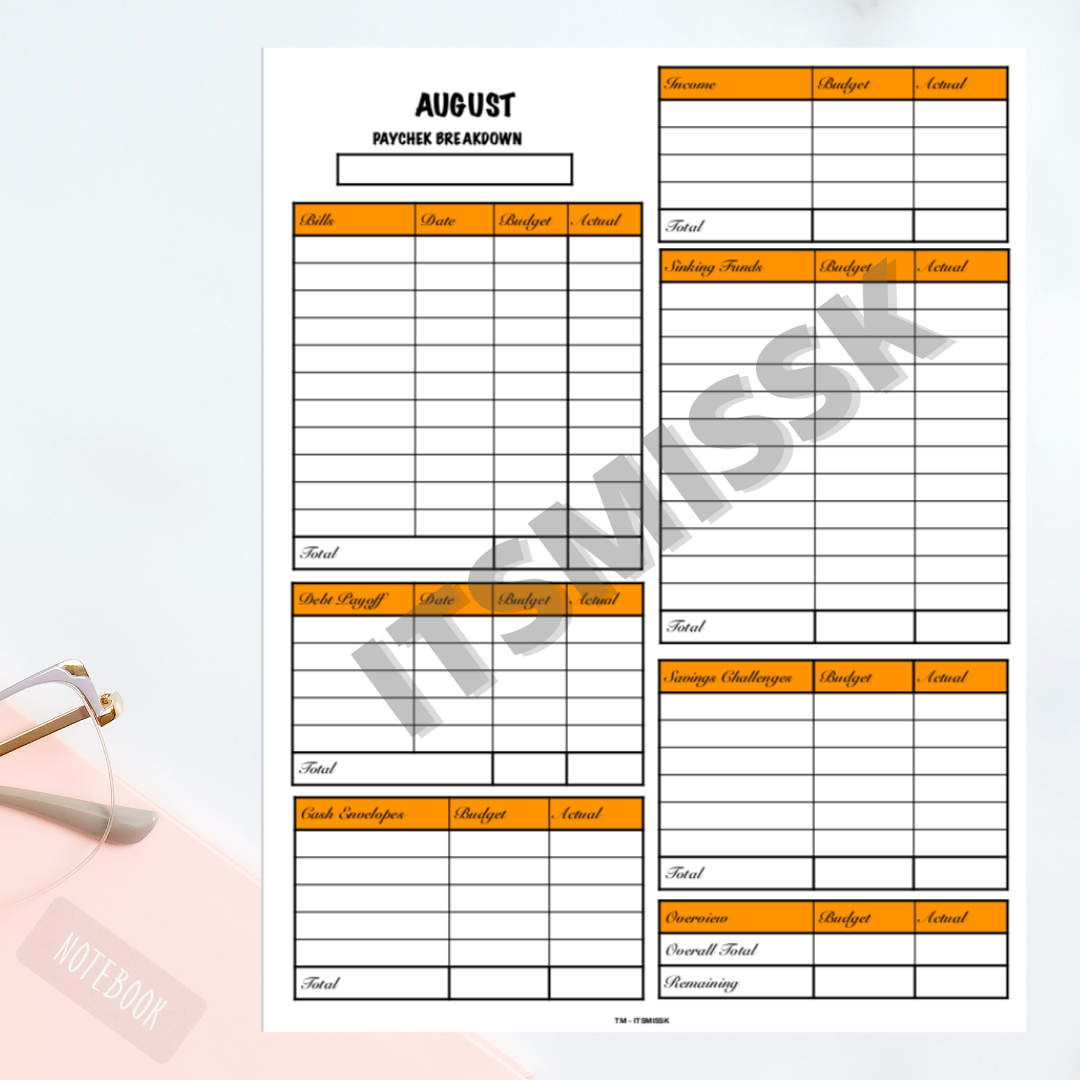 BUDGET SHEET - CASH STUFFING EDITION (INSTANT DOWNLOAD)