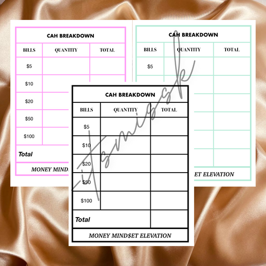 CASH BREAKDOWN TELLER SLIP (INSTANT DOWNLOAD)